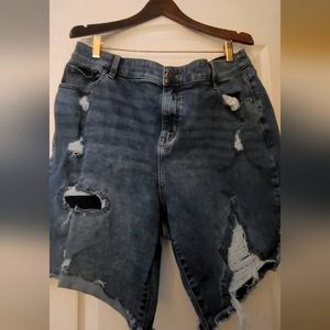 Distressed jean shorts from Lane Bryant.